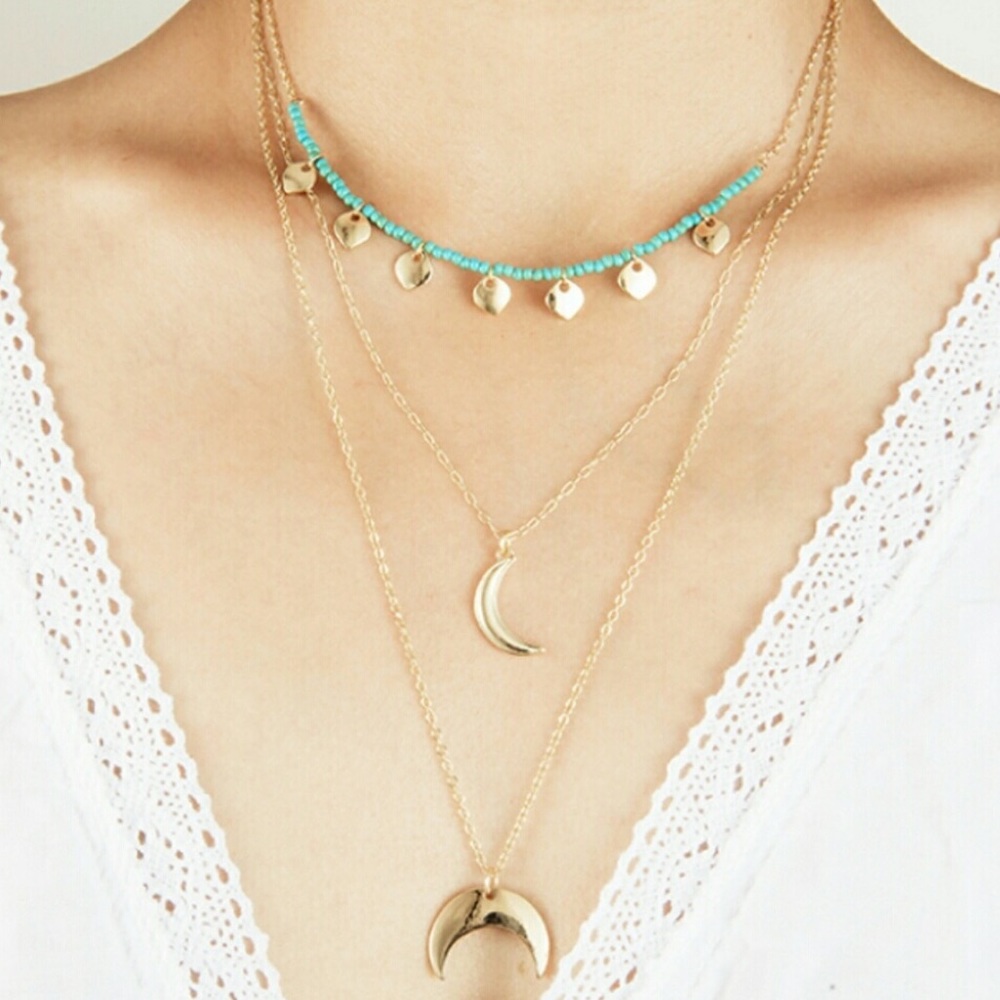 Crescent Moon Layered Necklace